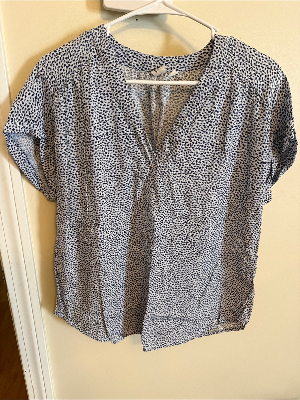 GAP Blue and White V-Neck Blouse